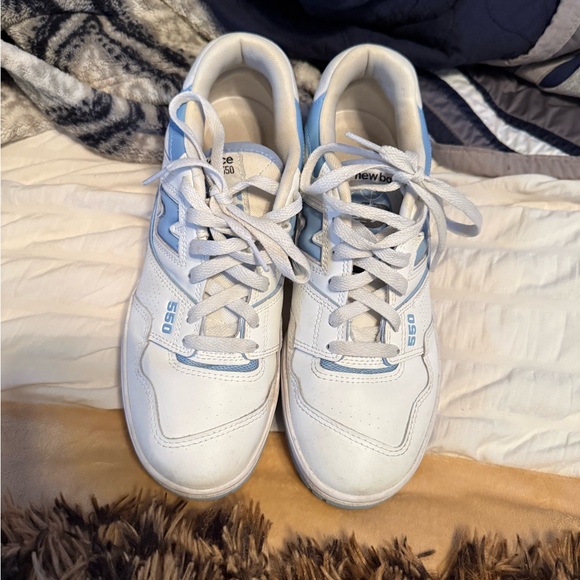 New Balance White and Light Blue Sneakers - Picture 2 of 6